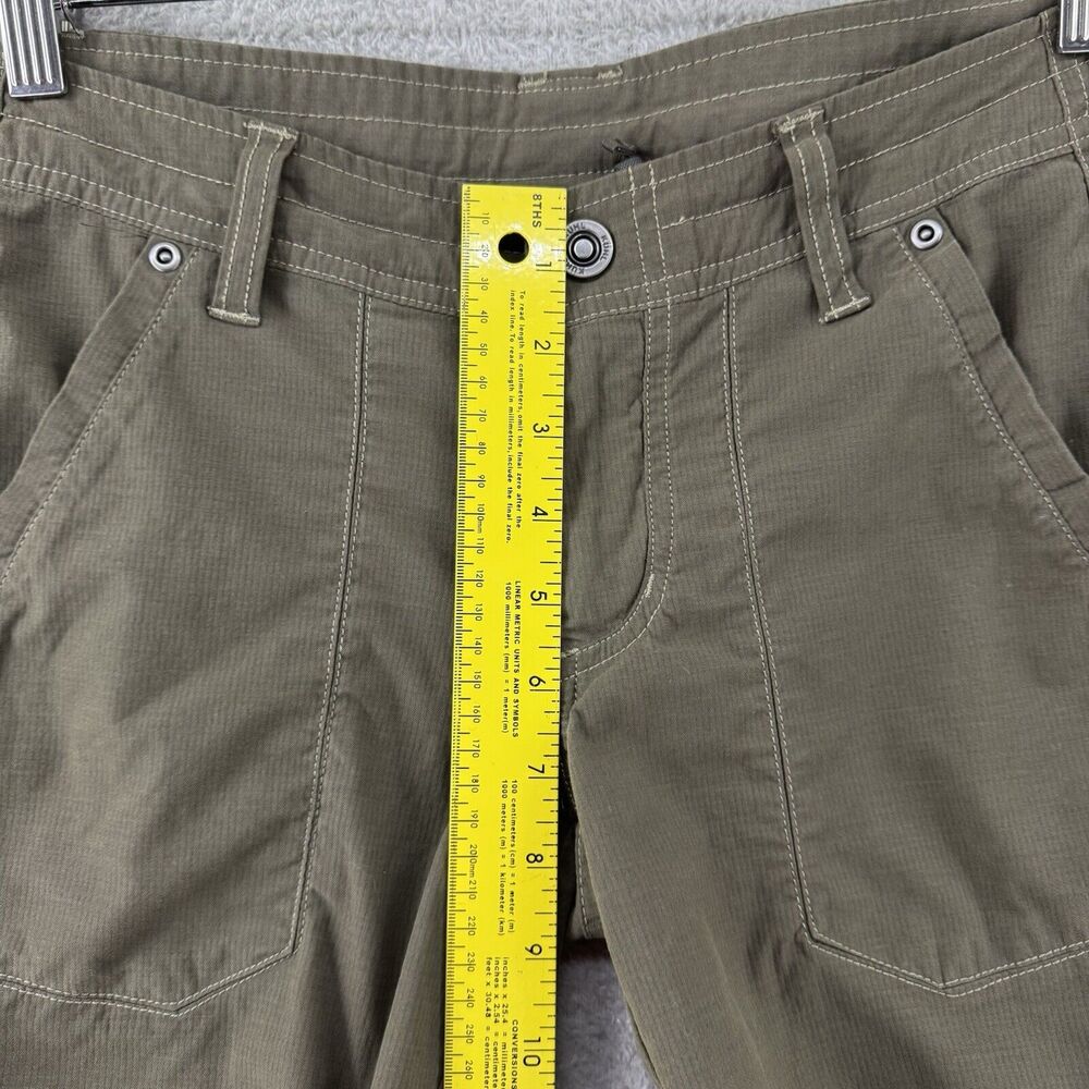 Y2K Kuhl Crop Pants Women 2 Green Pockets Drawstring Low Rise Embroidered - Picture 12 of 16